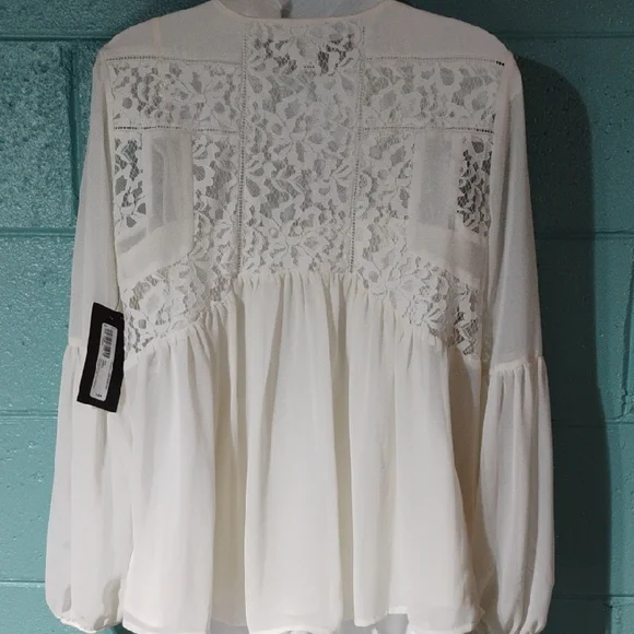 Ivory Lace Princess Blouse W Silky Cami Set - Picture 5 of 8